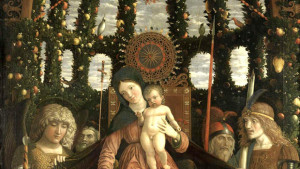 Madonna a kakadu na fresce z roku 1496